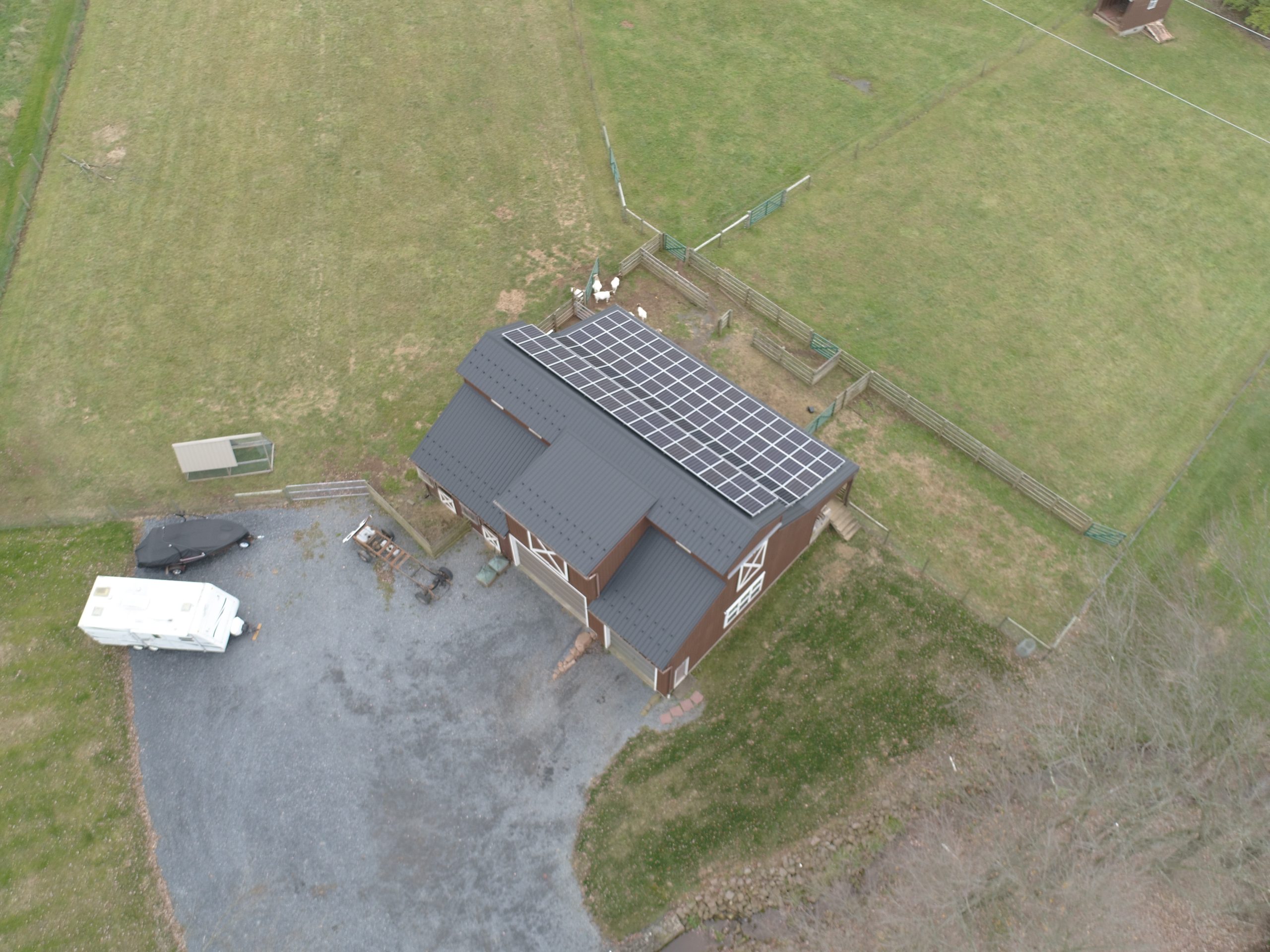 detached barn with solar panels